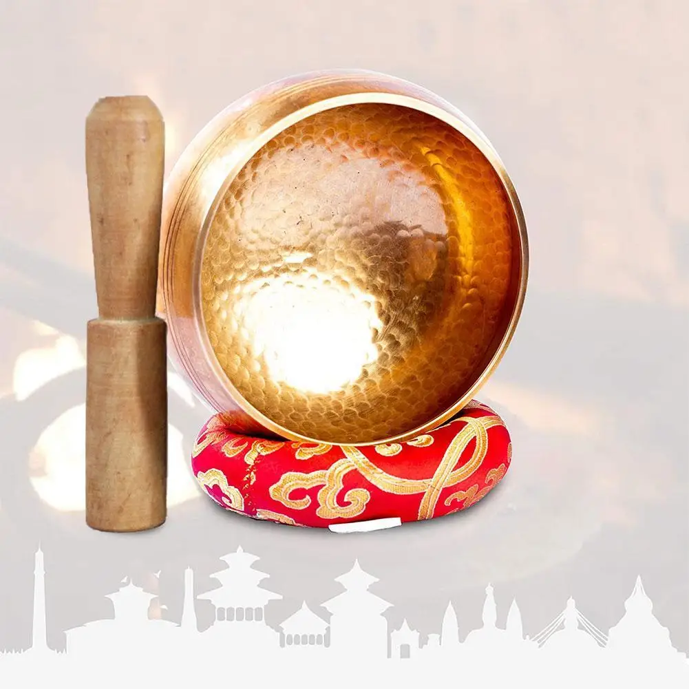 

3/4pcs Tibetan Buddhism Bowl Meditation Hammered Alms Yoga Copper Sound Therapy Chakra Singing Bowl Religious Supplies