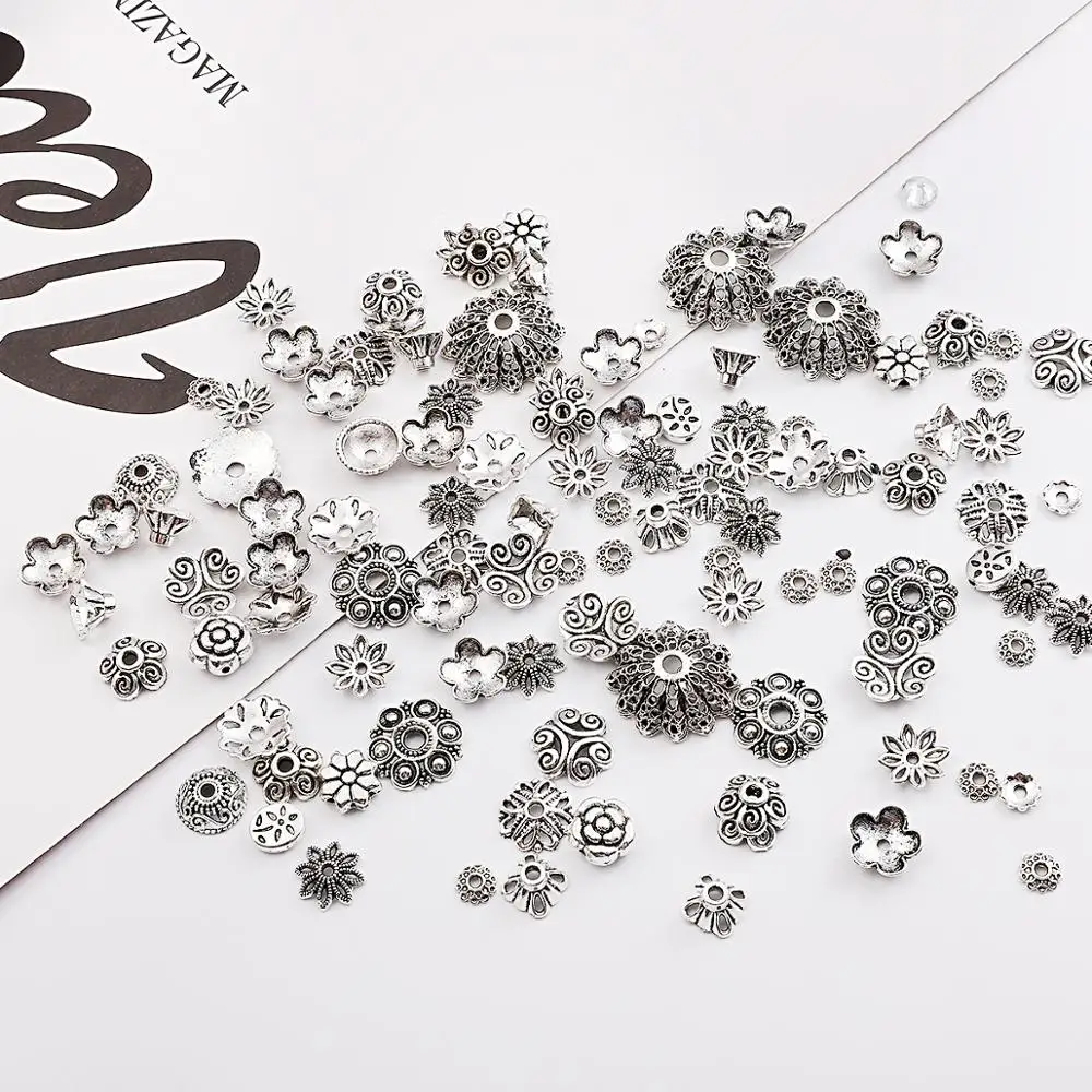 Тибетские античные серебряные цветные цветочные шарики для рукоделия