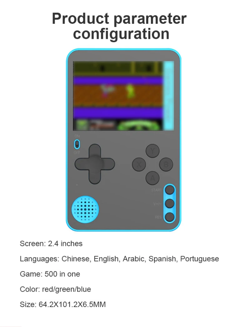 

500 Built-in Games MINI Portable Retro Video Console Handheld Game Rechargeable 8 Bit Built-in Gameboy 2.4 Inch Color LCD Screen