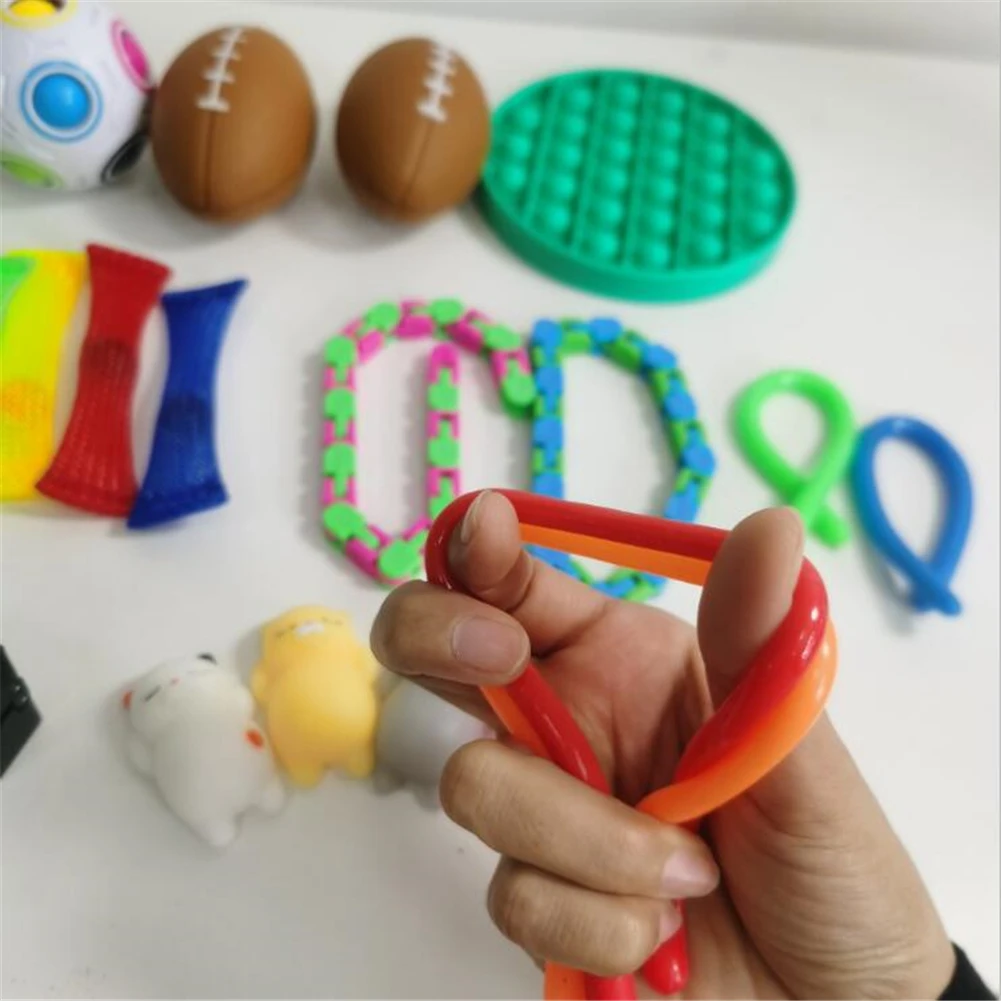 

Toy Gift 19/24Pcs Fidget Sensory Toy Set Toys Autism Anxiety Relief Stress Pop Ball Bubble Decompression Gift For Boy/Girl/Kids