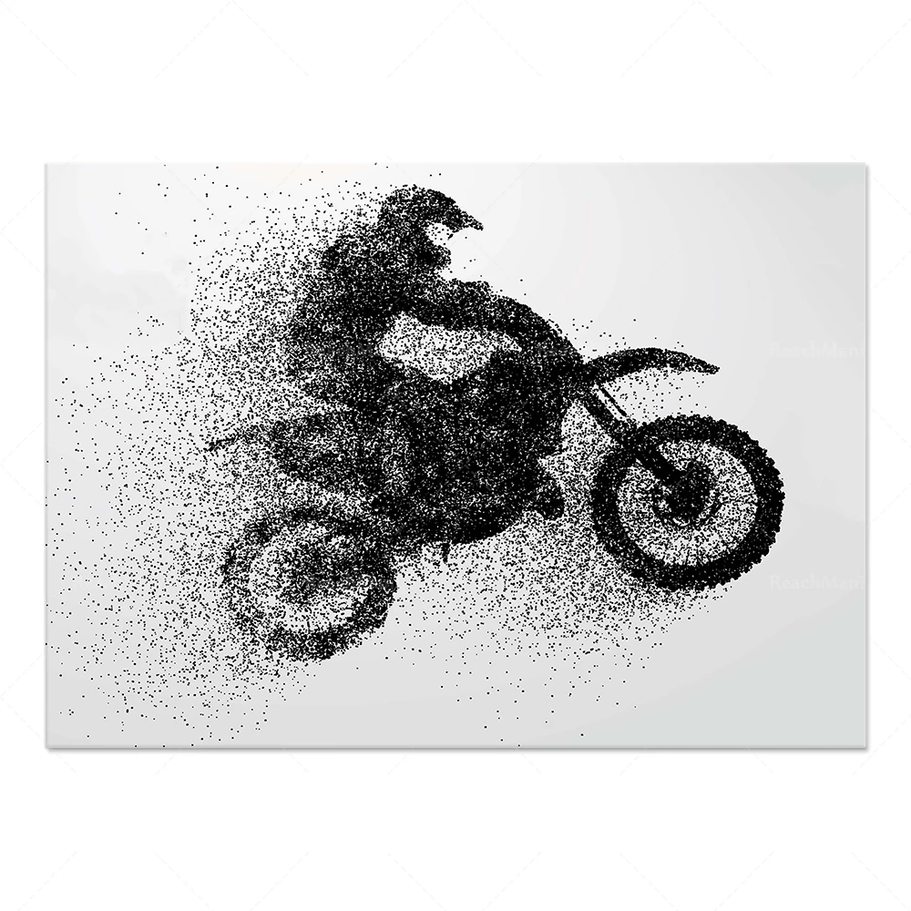 Мотокросс Ена арт-деко картина-4 постера фото-мальчик и девочка спальня