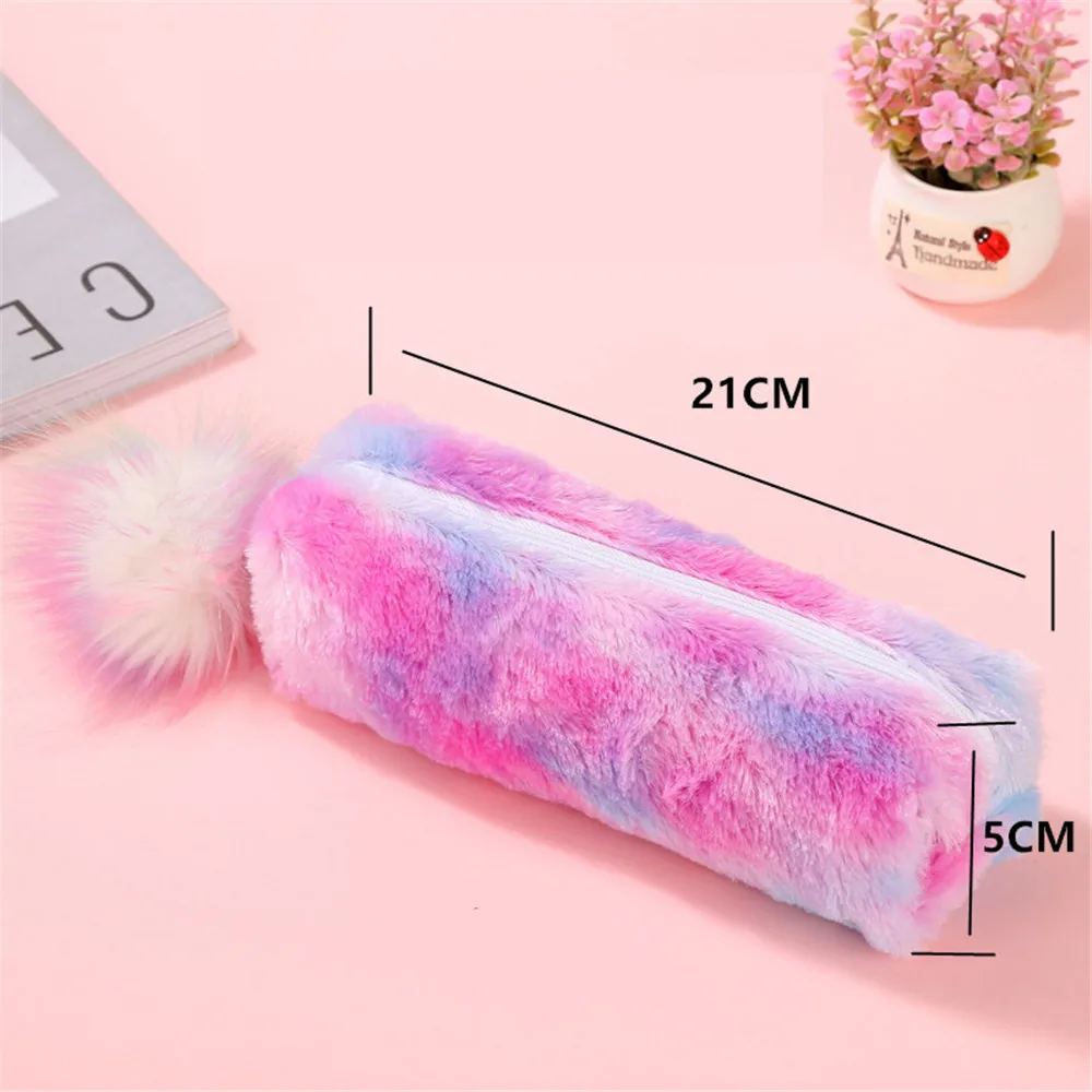 Сумка-карандаш 1 шт. плюшевая симпатичная новая Радужная Студенческая