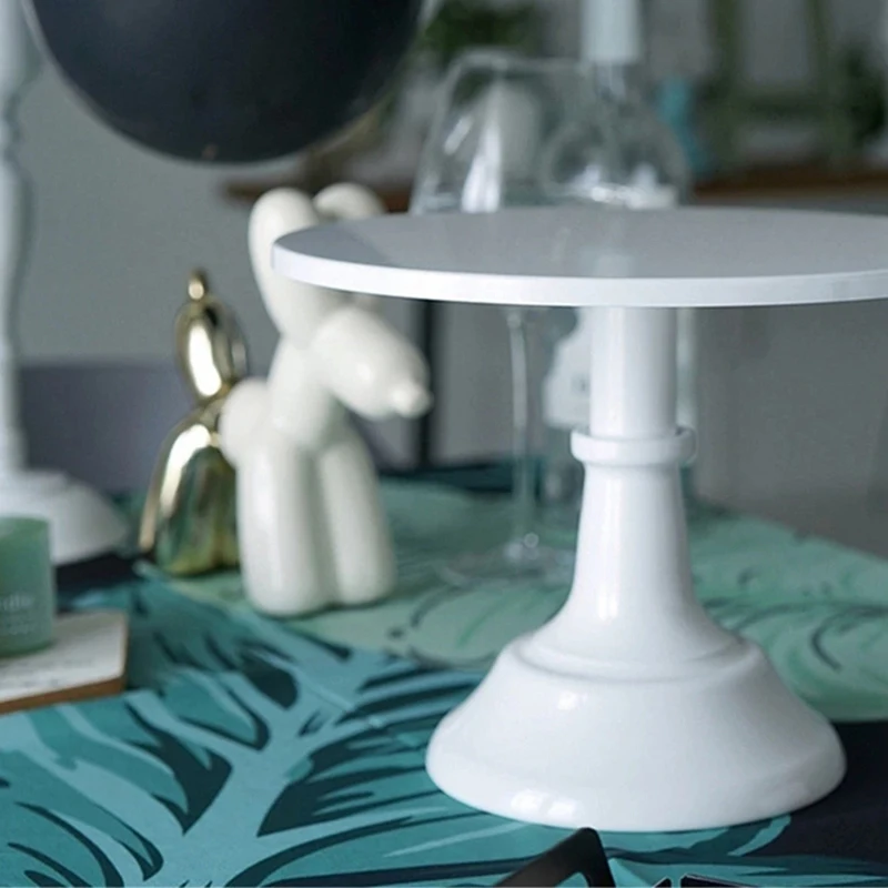 

Metal Iron Cake Stand Round Pedestal Dessert Holder Cupcake Display Rack Bakeware White Wedding Party Decoration