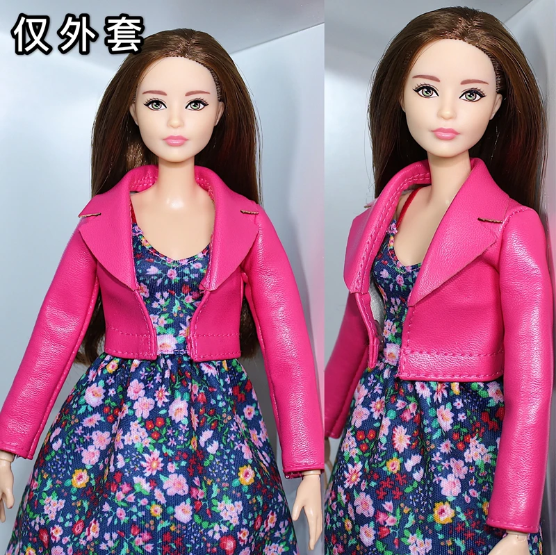 Горячий розовый и черный кожаный наряд пальто для 1/6 BJD Xinyi FR ST Кукла Барби/Одежда