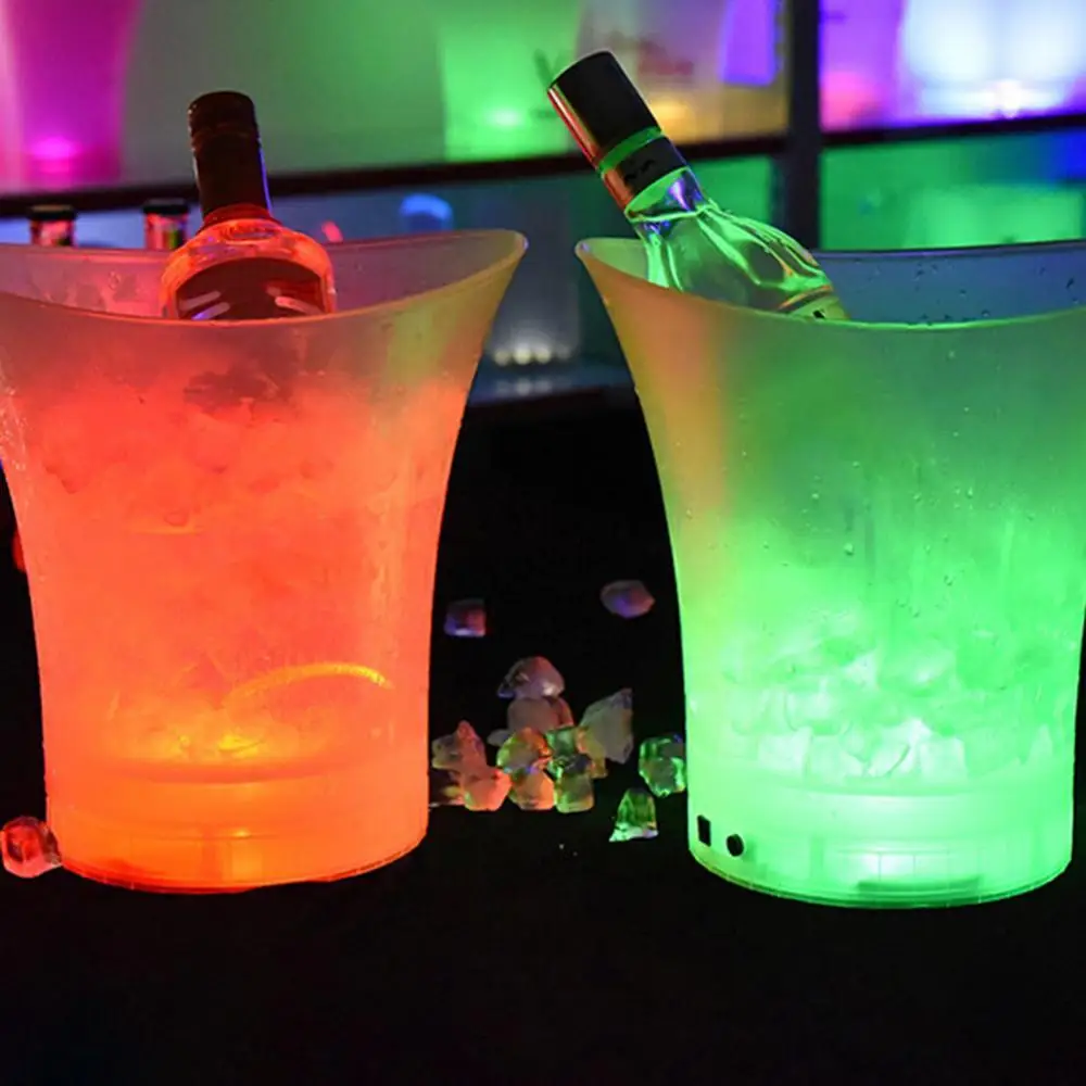 

Hot Sales 5L Colorful LED Glowing Ice Bucket KTV Bars Wine Champagne Beer Cooler Barware
