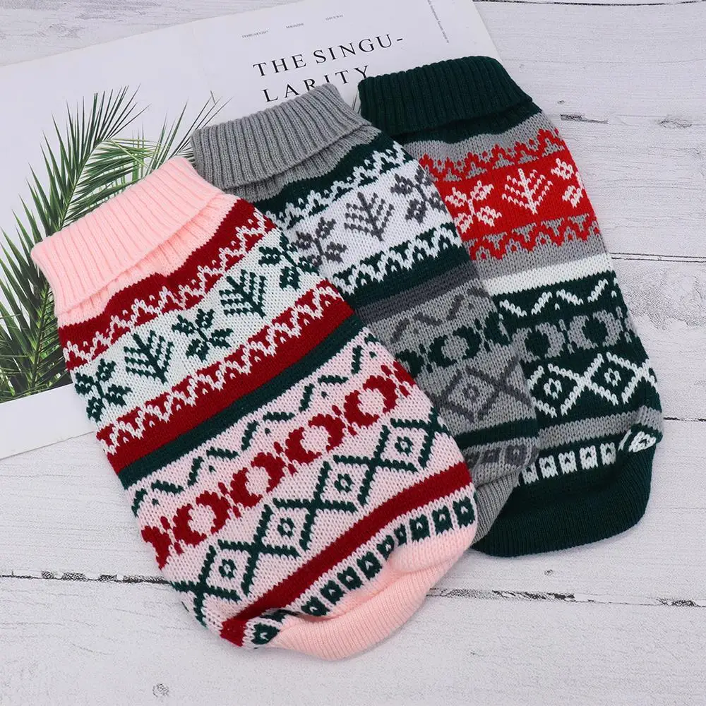 Рождественская Одежда для собак и кошек вязаная одежда щенков зимний женский