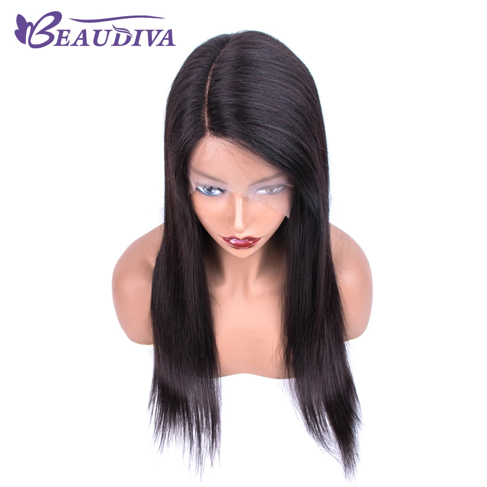 Brazilian Side Part Lace Wig Straight Human Hair Wigs For Black Women Remy Beaudiva 150% Density Lace Wig with Baby Hair 18inch