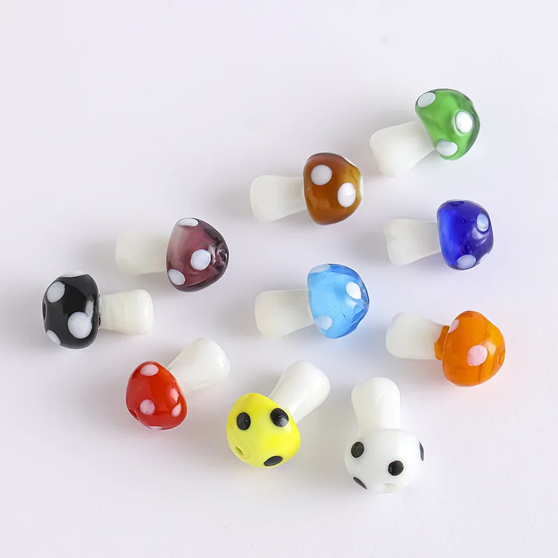 

10x13mm Handmade Mushroom Lampwork Bead Colorful Glass Mashroom Bead Diy Jewelry Making Women Bracelet Necklace Earrings