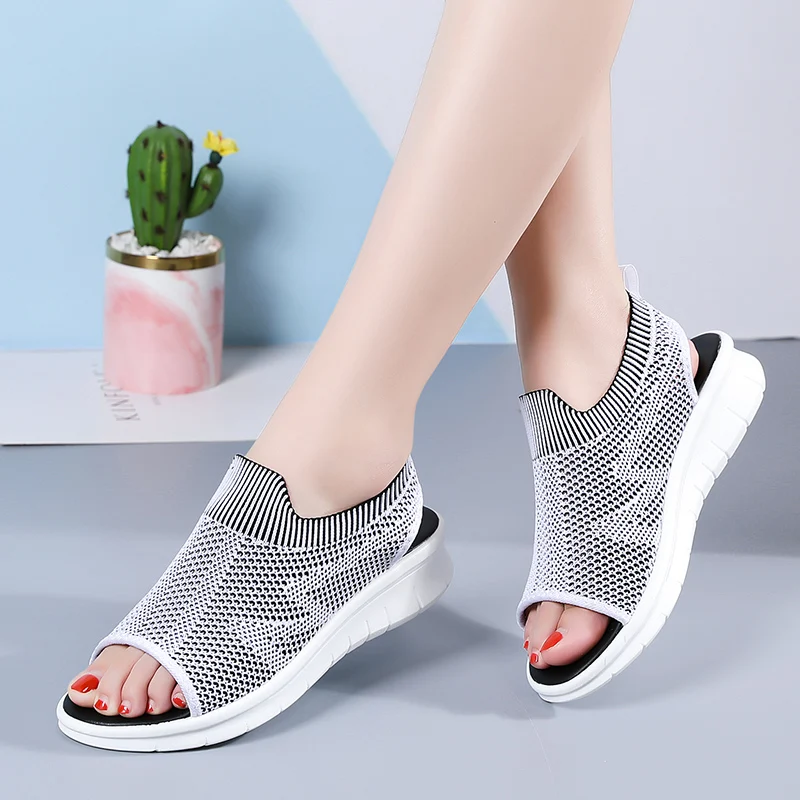 Tenis De Mujer Women Tennis Shoes Air Cushion Sports High Heels Mesh Slip on Female Sock Footwear Outdoor Thick Bottom Sneakers