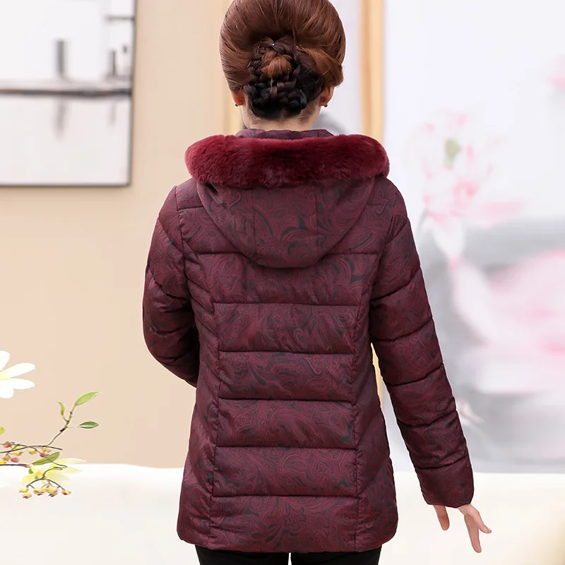 Middle-aged and Elderly Women's Jackets Cotton Coat 2020 Winter Jacket Coats Printed Parkas Grandma Outfit 4XL | Женская одежда