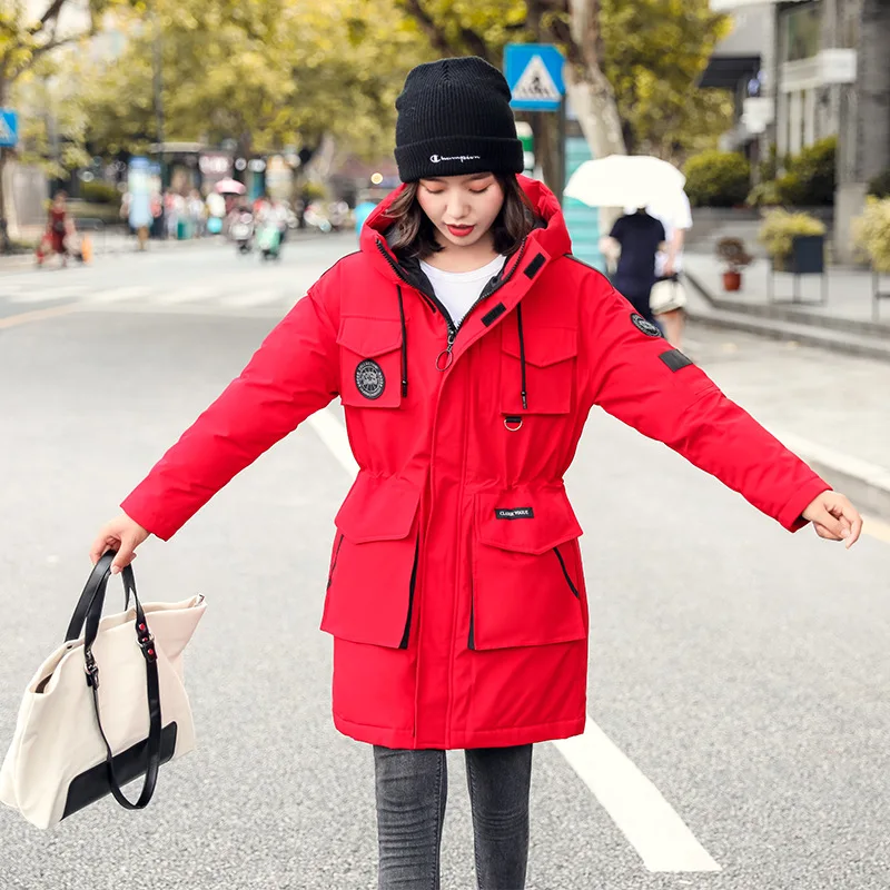 Женская парка с капюшоном хлопковое пальто средней длины плотное зимнее женское