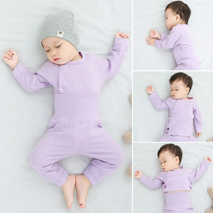 

Baby High Waist Belly Protection Pants Warm Clothes Children Underwear Set Spring and Autumn Long Sleeve Trousers 0-3 Years