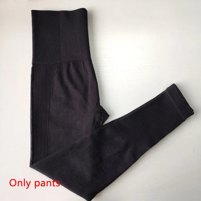 Black pants Комплект из 2 предметов, бесшовный комплект для йоги, женская одежда для спортзала фитнеса, леггинсы с высокой талией, спортивный бюстгальтер, спортивная одежда для бега - Цвет: Black pants