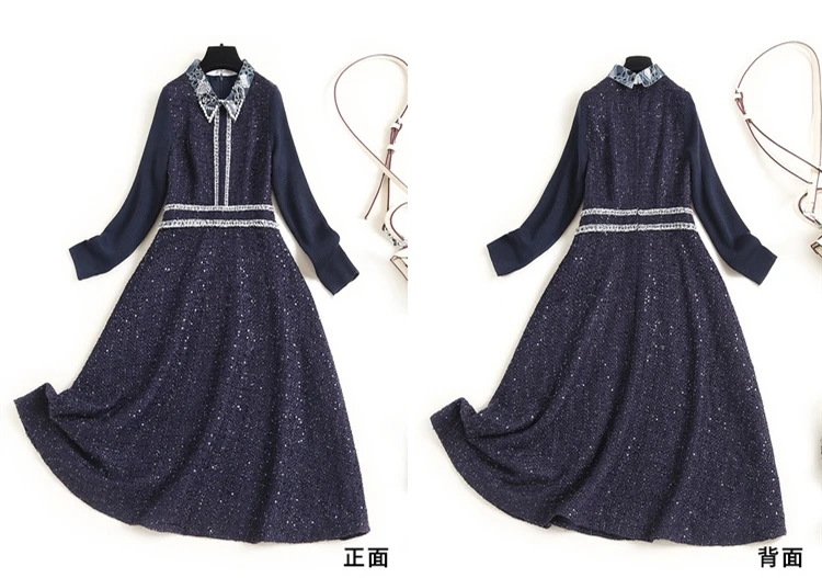 

2021 Spring Summer High Quality New Luxury Fashion One Piece Sequin Shirt Dress for Woman