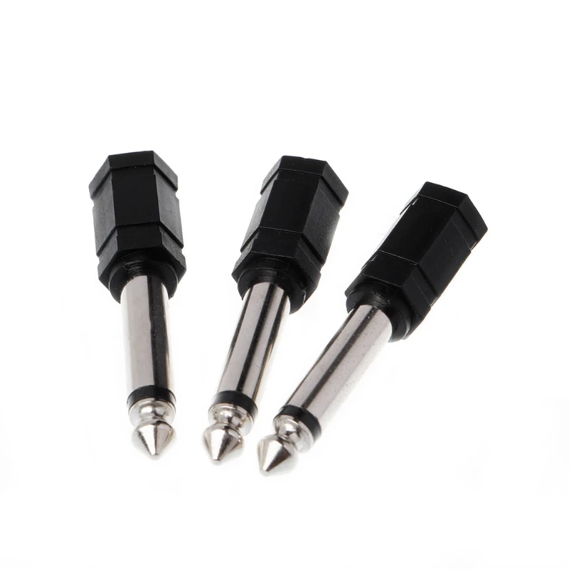 

3 Pcs 6.35mm 1/4" Mono Plug to 1/8" 3.5mm Jack Female Audio Converter Adapter