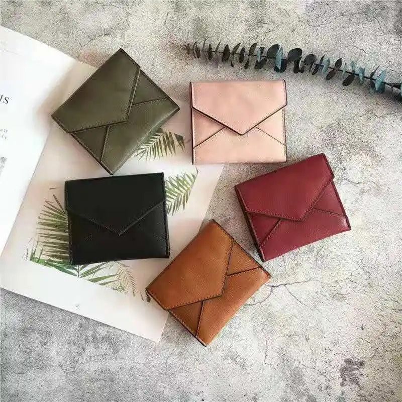 

Маленький кошелек для женщин в японском и корейском стиле, короткий простой однотонный бумажник с пряжкой, мини-сумка для мелочи, 2019