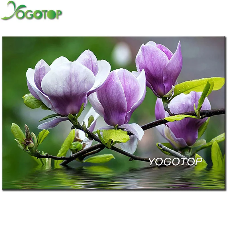 

DIY diamond painting cross stitch Magnolia Flower full mosaic diamond embroidery square round 5D handmade gift home decor YY2805