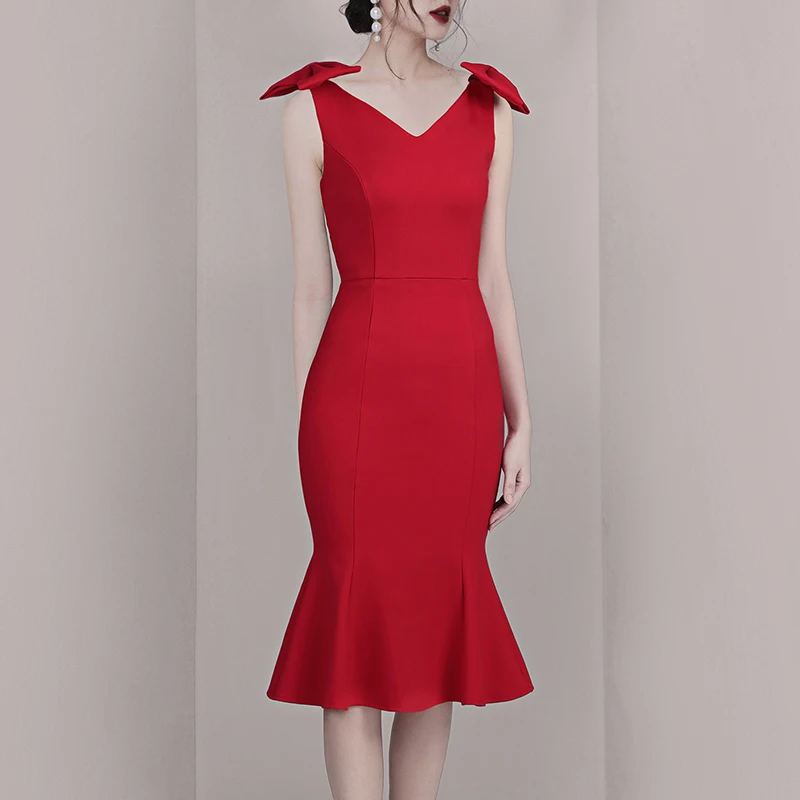 Max Spri 2020 Новое модное элегантное женское Бандажное платье с глубоким v-образным