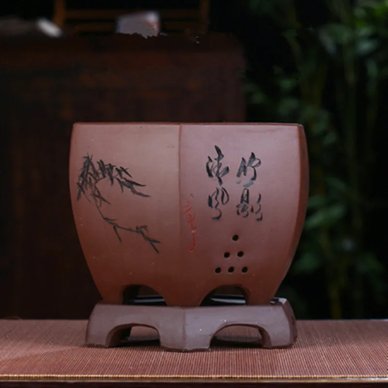 Красивая горшок для цветов с фиолетовым песком специальный бонсай кливии