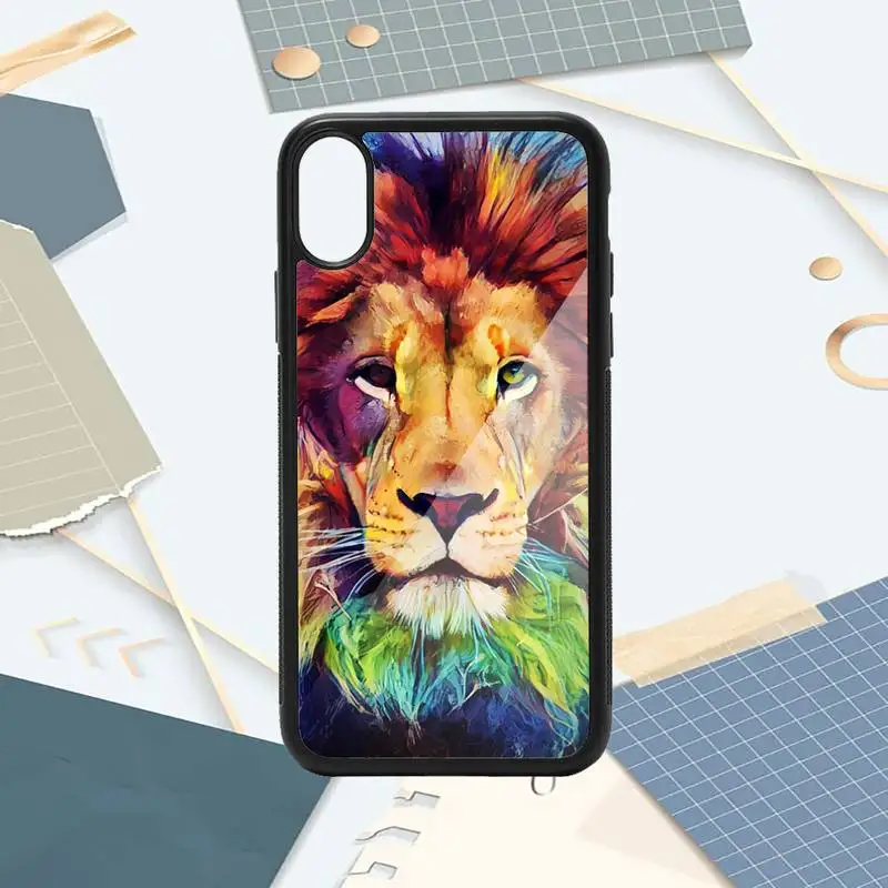 

Big Lion On Stone Snow animal Phone Cases PC for iPhone 11 12 pro XS MAX 8 7 6 6S Plus X 5S SE 2020 XR