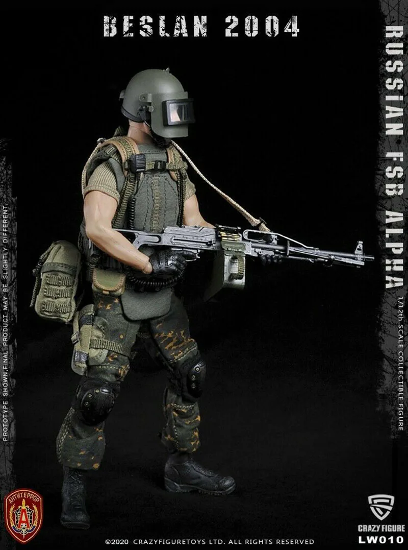 

Crazy Figure 1/12 Scale LW010 Russian Alpha Special Forces Machine Gunner Action Figure Model Full Set In Stock