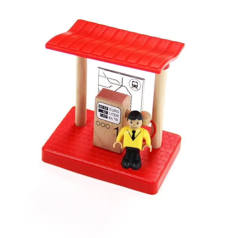 Деревянная железная АЗС станция отдыха игрушка деревянный поезд детские