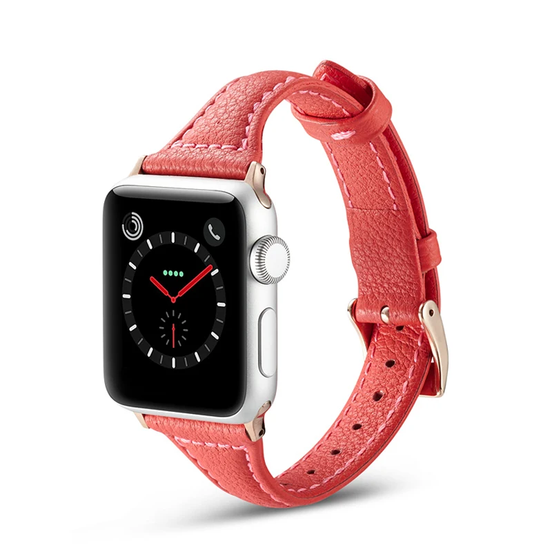Slim Thin leather strap for apple watch band 44mm 40mm 42mm 38mm iwatch band for apple watch 6/5/4/3/2/1 bracelet Wristbelt