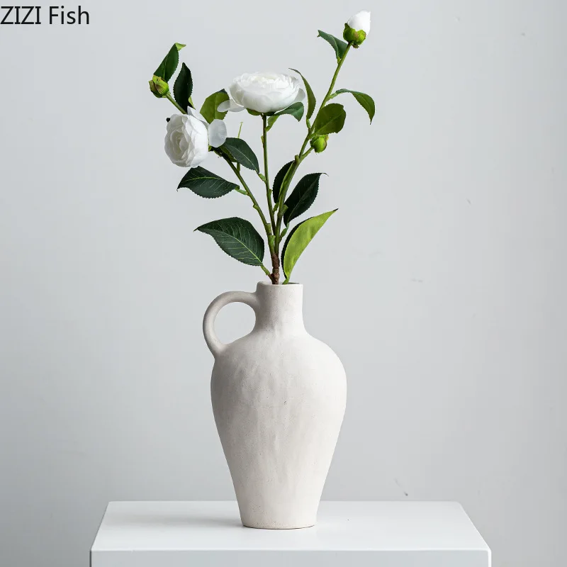 Керамическая ваза для печенья белая ручка вазы маленькая Цветочная композиция