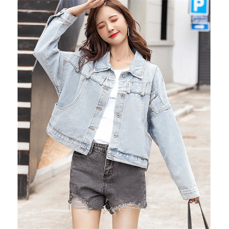 Короткая джинсовая куртка для женщин размера плюс весна осень 2020 модная новая