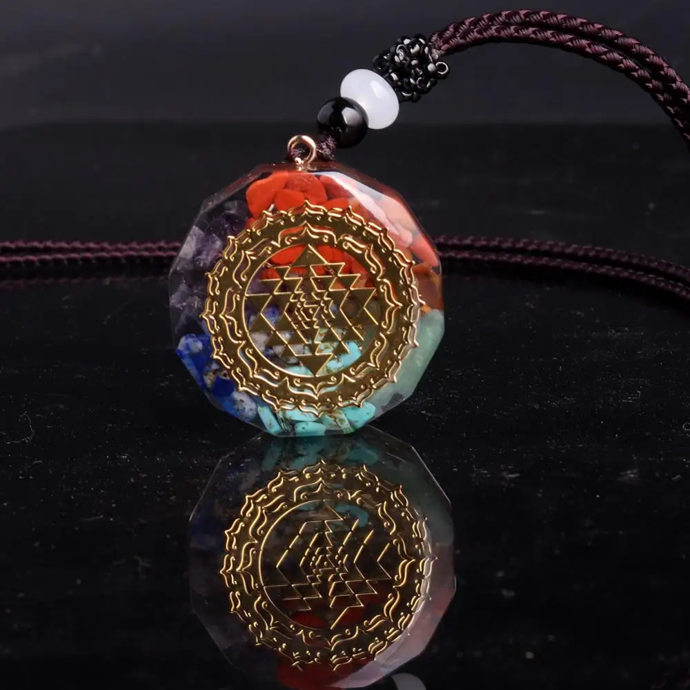 Ожерелье из натурального камня 7 чакр подвески кристаллы аметиста лазурит