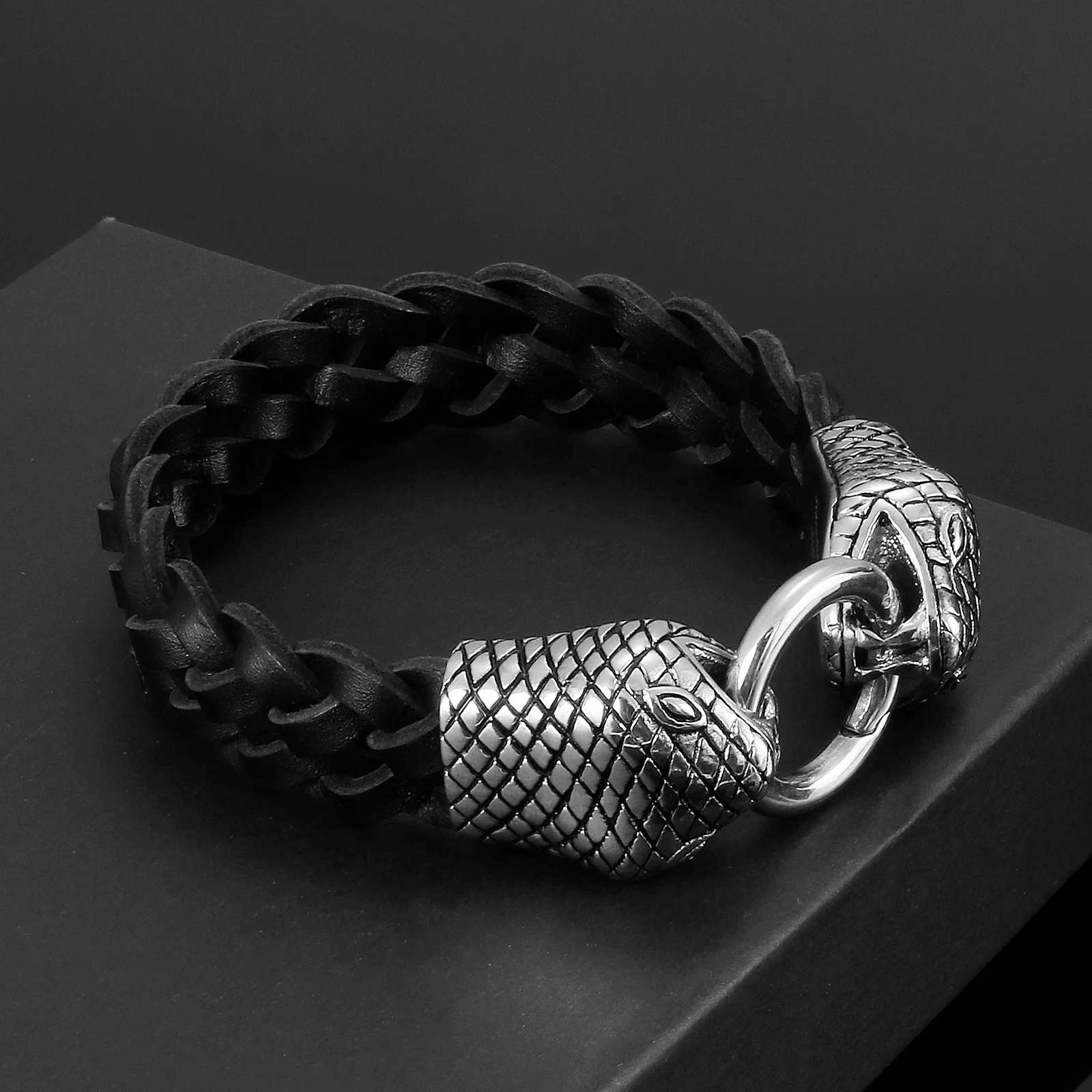Fongten Viking змеиной кожи плетеная веревка цепь Мужчины ювелирные изделия браслет