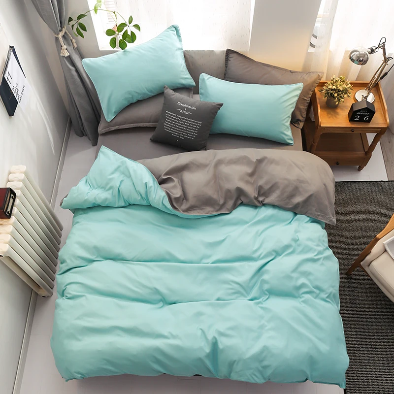 Comprare Set Biancheria Da Letto Autunno-inverno In Stile Americano Verde Scuro + Grigio King Queen Lenzuolo Matrimoniale Completo Copripiumino Federa