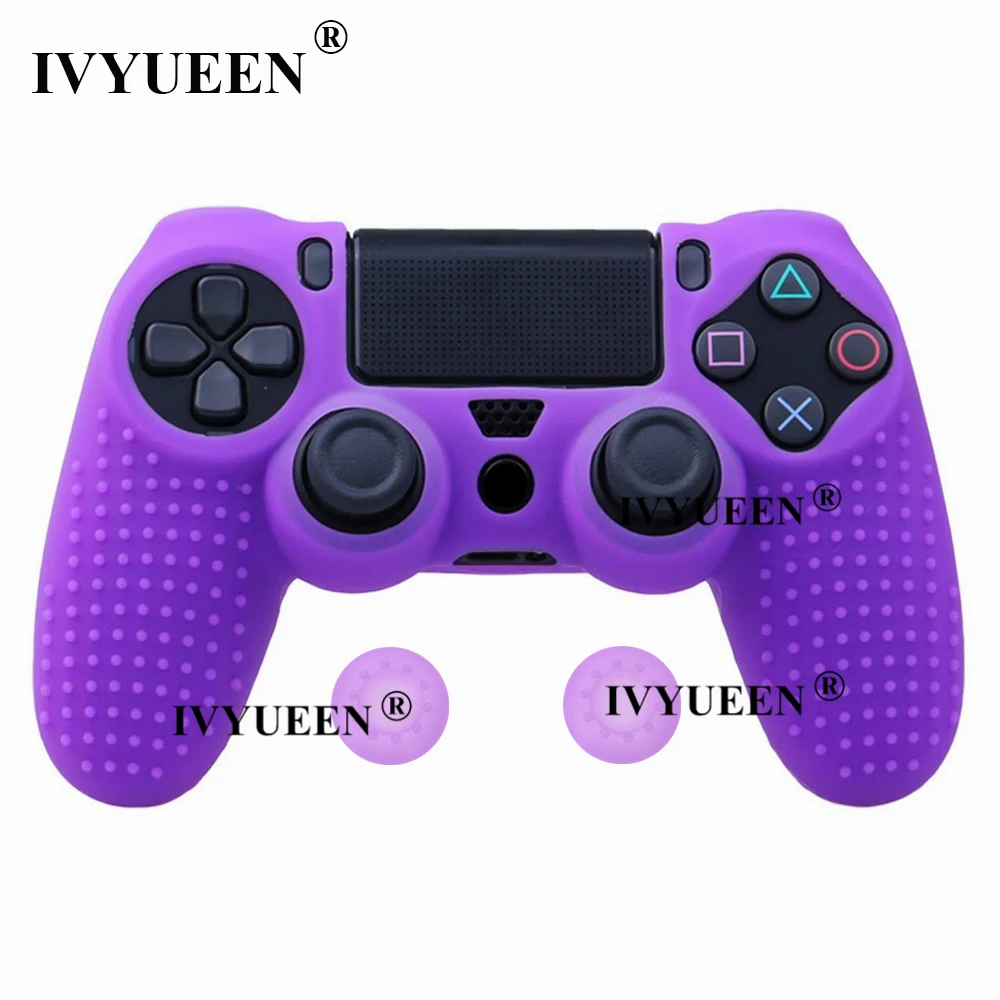 IVYUEEN 25 цветов Противоскользящий силиконовый чехол для sony playstation Dualshock 4 PS4 DS4 Pro тонкий контроллер и ручка - Цвет: Фиолетовый