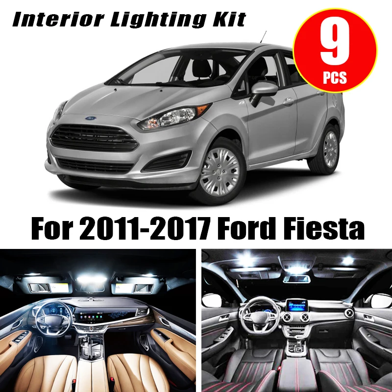 9 шт. Автомобильные светодиодные лампы Canbus для салона 2011 2017 Ford Fiesta|Сигнальная