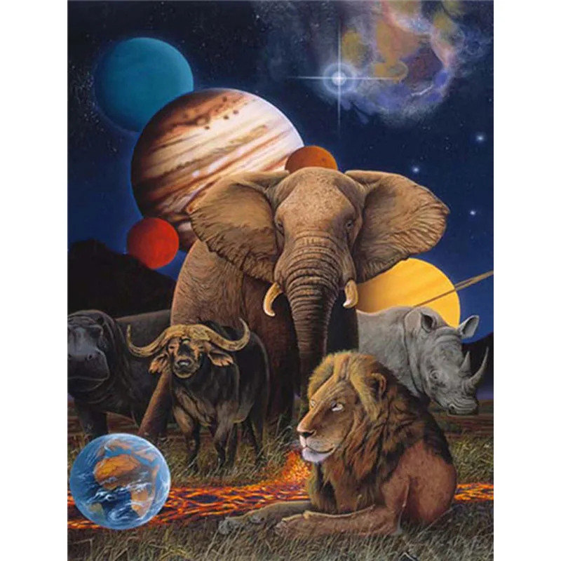 

5d Full Square/Round Diamond Painting Animal Scenery Diamond Embroidery Elephant Pattern Of Rhinestones Mosaic Home Decoration