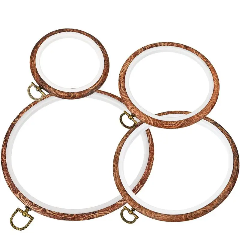 4 Pieces Embroidery Hoop Cross Stitch Hoops Imitated Wood Circle for Art Craft Handy Sewing and Hanging | Дом и сад