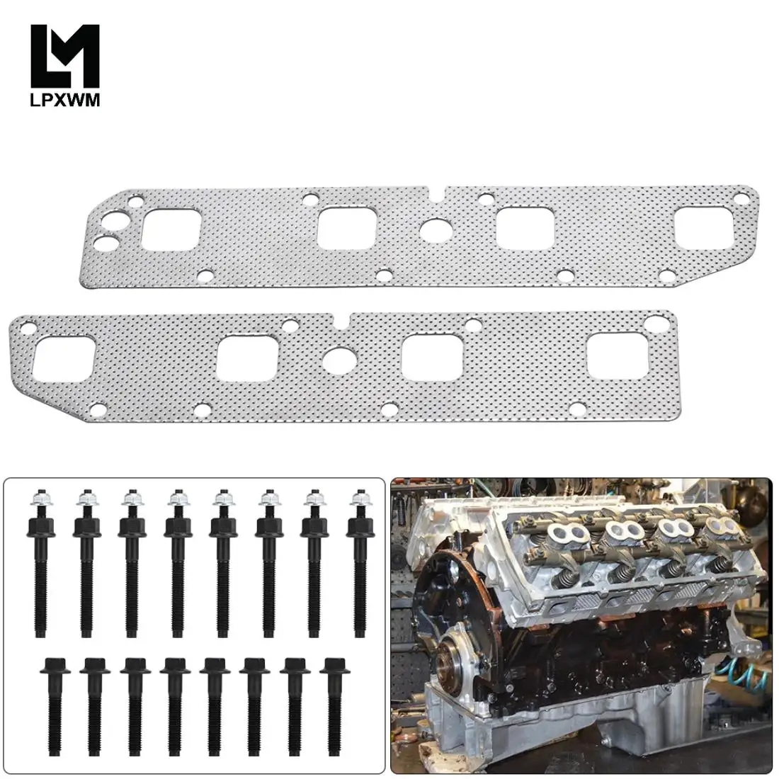 

Прокладка выпускного коллектора L + R, болты, шпильки для 03-08 Ram, Dodge, Chrysler, Jeep, 5.7L, V8, Gas 53013944AA