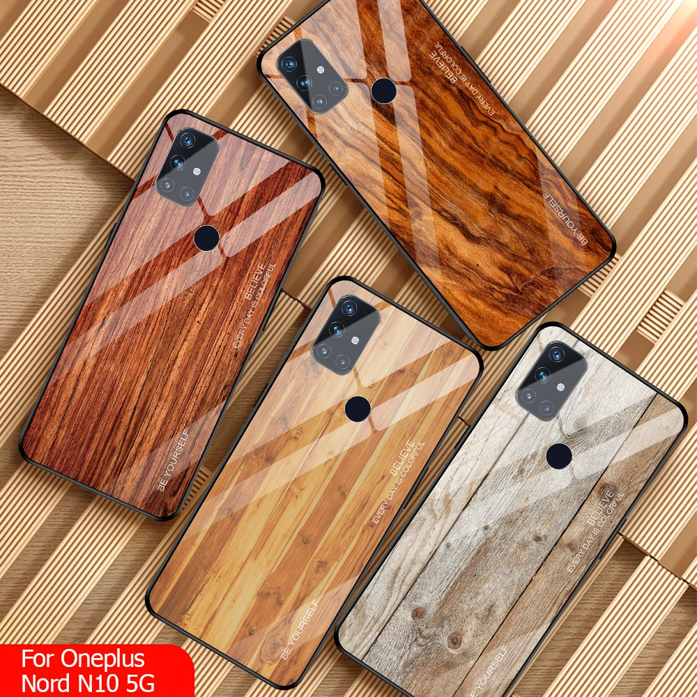 

Tempered Glass Case For Oneplus 8T Nord N100 N10 5G Protective Cover For Oneplus N100 N10 For oneplus 8t n10 Wooden Coque Fundas