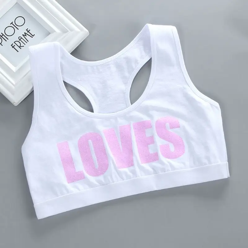 

Girls Cotton Sport Training Bra Letter Print Solid Color Underwear Bralette