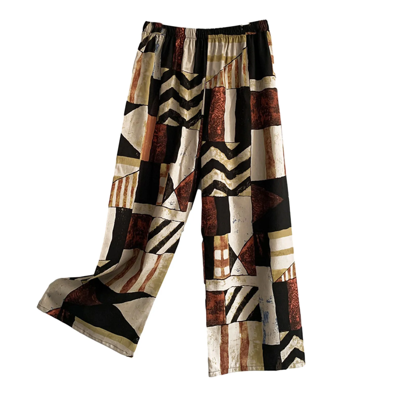 

Брюки Женские винтажные из хлопка и льна, модная одежда с принтом, повседневные свободные штаны в стиле Харадзюку, с широкими штанинами, на л...