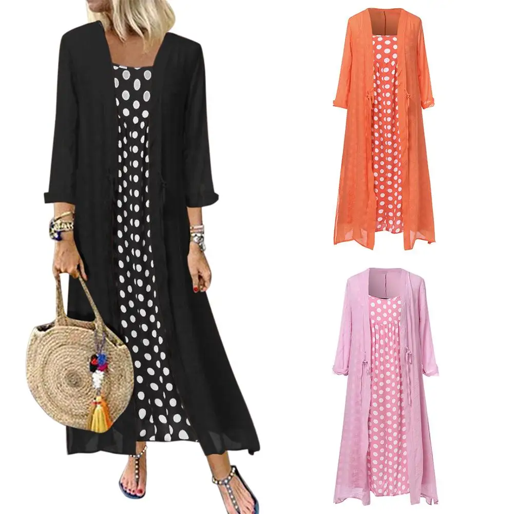 Модный женский однотонный кардиган с волнистым принтом комплект из 2