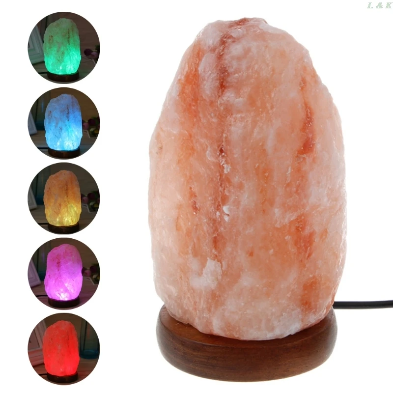 

2019 High Efficiency Hand Carved USB Wooden Base Himalayan Rock Salt Lamp Air Purifier Night Light New