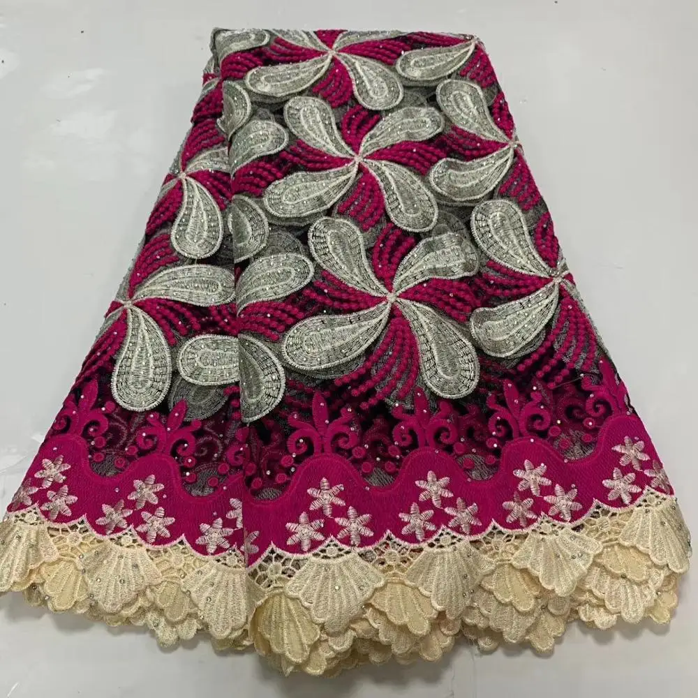 Nigerian Lace Fabric 2020 High Quality Materials African Fabrics Tulle French with Stones for Dress 5 Yards | Аксессуары для