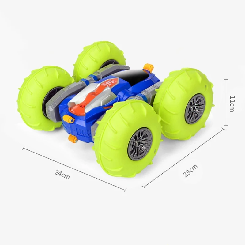 

Double Sided Driving Remote Control Stunt Car With Reversible Roller 360 Degree Rotating Skip Vacuum Bump Tire LED Light RC Car