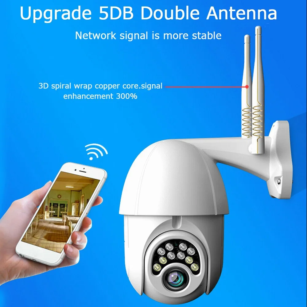 Wi Fi Pan Camera видеокамера AP 10LED с узором две антенны IP66 вращение приложения на улице