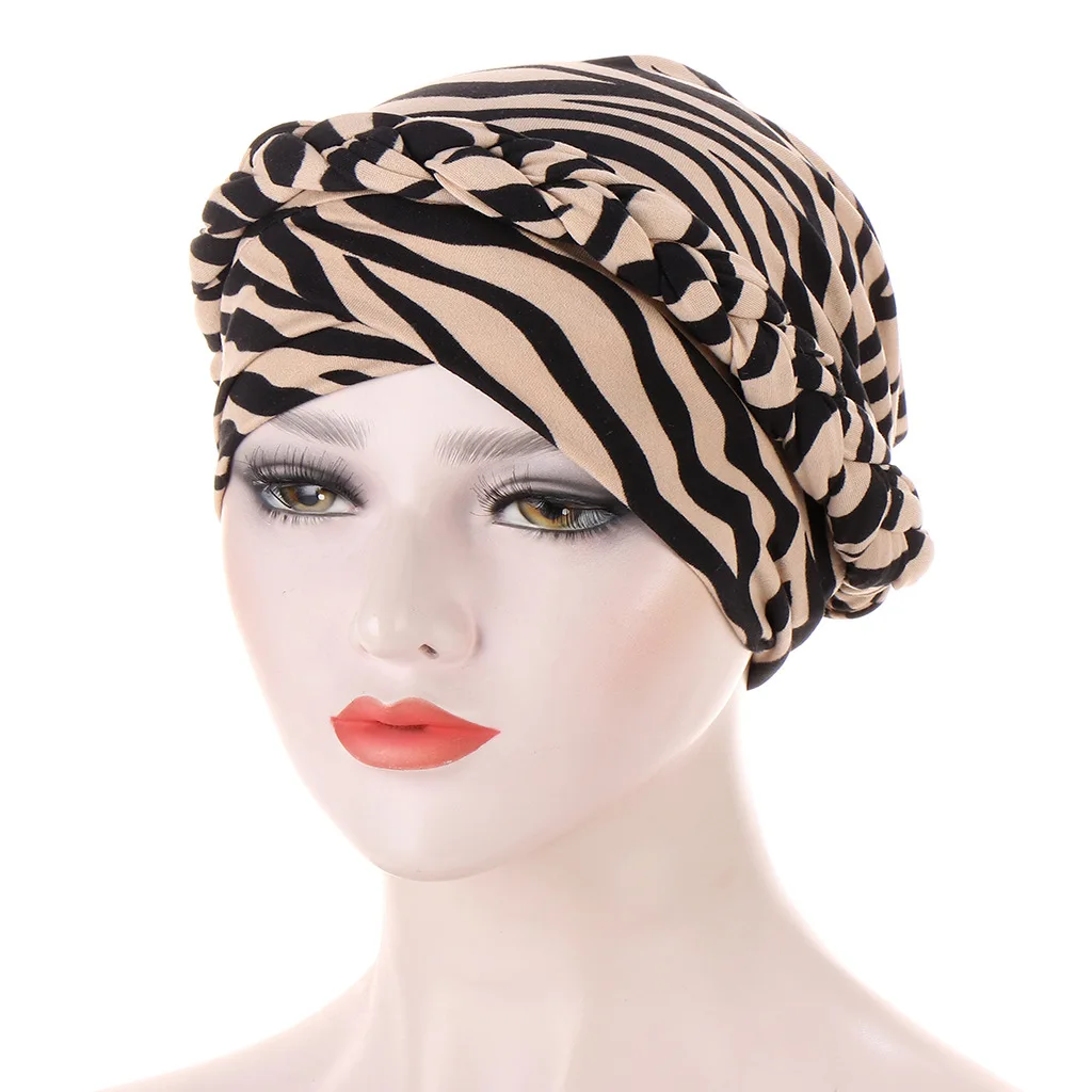 

2021 New Braid Headwraps Caps For Women Muslim Printed Turban Bandana Stretchy Islamic Hijab Bonnet ladies Hair Care Chemo Cap
