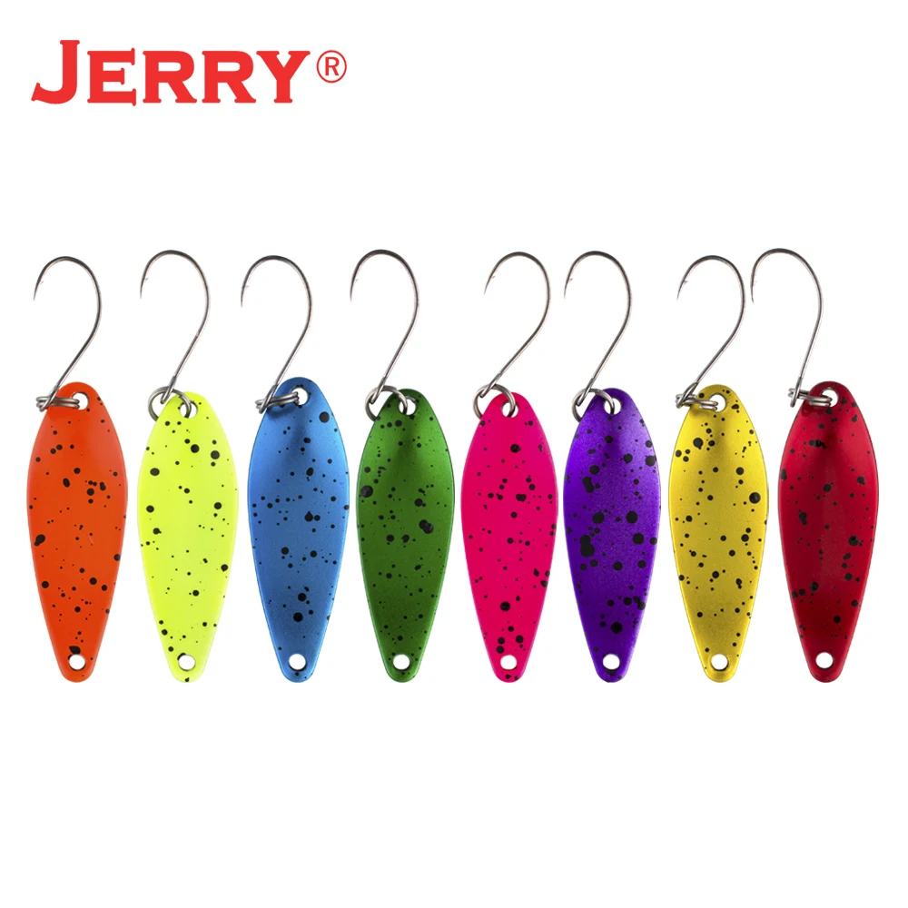 

Jerry micro fishing spoon set kit brass area trout perch UV color glitters baubles