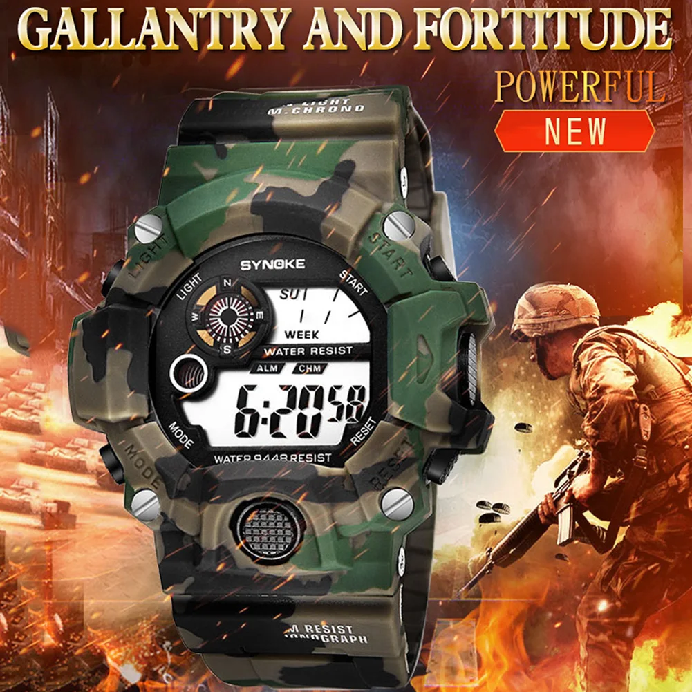 

Men Women Multifunctional Camouflage Sport Digital UV ABS Wrist Watch Fabala Electronic Watch Military Watches Waterproof Casual