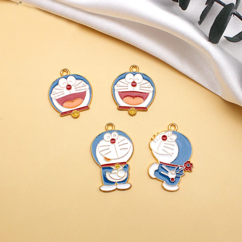 

10pcs Japanese Anime Cartoon Cat Collection Gold Drip Oil DIY Jewelry Accessories Pendant Earrings Key Chain Pendant Charm