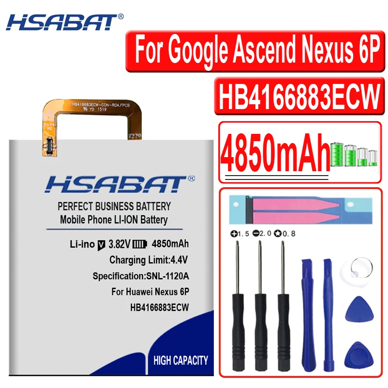 HSABAT HB416683ECW 4850 мАч аккумулятор для Huawei Google Ascend Nexus 6P H1511 H1512 батареи Бесплатная